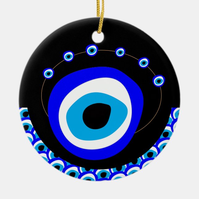 Evil Eye Talisman & Arabic Amulet /Turkish, Greek Ceramic Tree Decoration (Front)