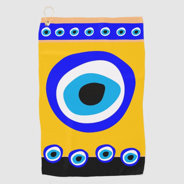Evil Eye Talisman & Arabic Amulet /Turkish, Greek Golf Towel (Front)
