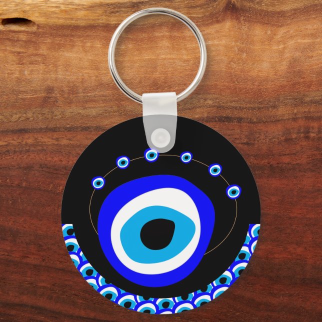 Evil Eye Talisman & Arabic Amulet /Turkish, Greek Key Ring (Front)