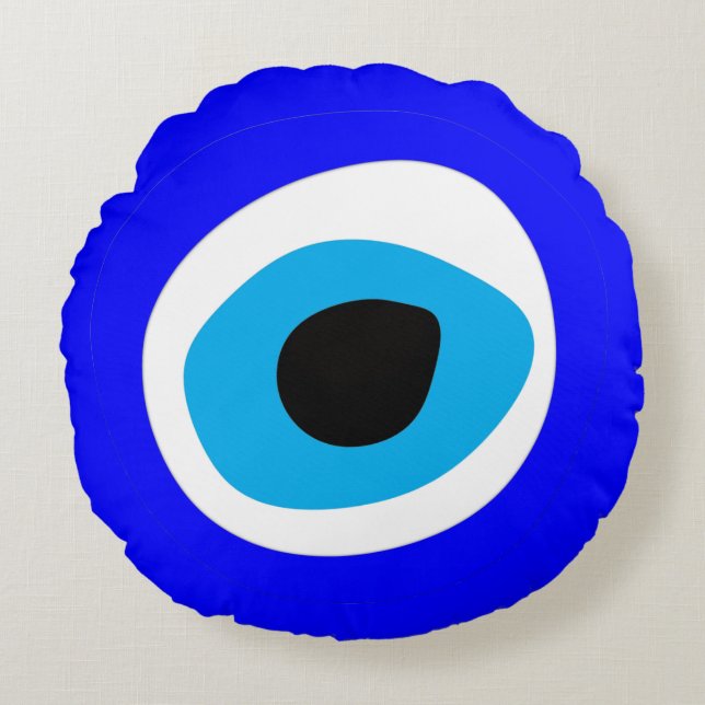 Evil Eye Talisman & Arabic Amulet /Turkish, Greek Round Cushion (Front)