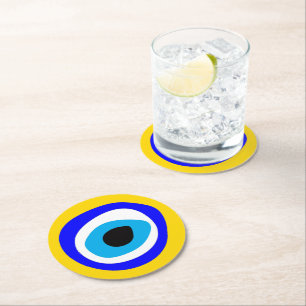 Evil Eye Talisman & Arabic Amulet /Turkish, Greek Round Paper Coaster