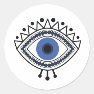 Evil eye talisman, blue eye symbol classic round sticker