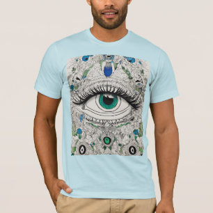 Evil Eye Tattoo Colouring Book Tee – Black, Blue &