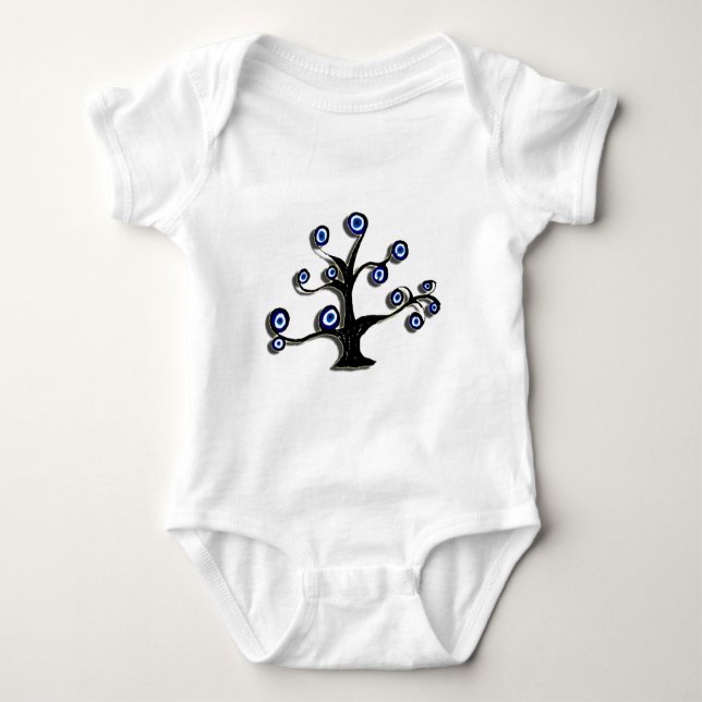 Evil Eye Tree Of Life Baby Bodysuit (Front)
