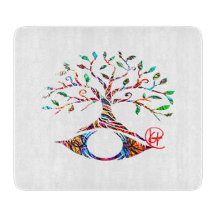 Evil Eye Tree of Life Graffiti Art Challah Tray Cutting Board