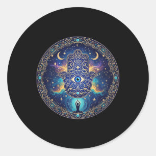 Evil Eyes Amulet Protection Aesthetic Yoga Hamsa H Classic Round Sticker