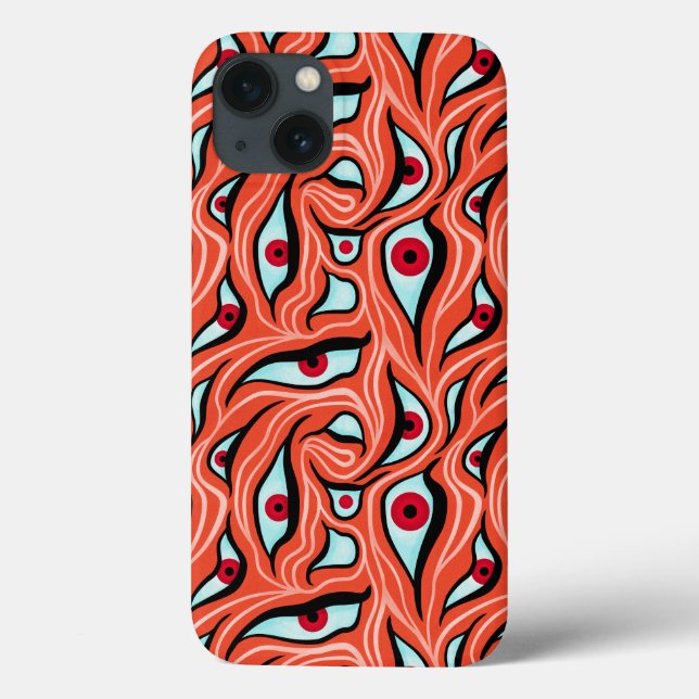 Evil Eyes Pattern - Abstract Red Eyes on Orange Case-Mate iPhone Case (Back)