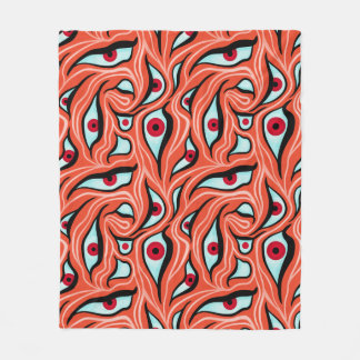 Evil Eyes Pattern - Abstract Red Eyes on Orange Fleece Blanket