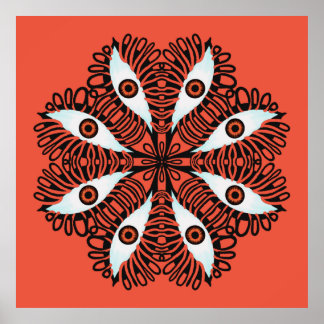 Evil eyes red weird trippy poster