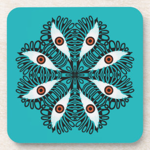 Evil eyes weird trippy throw coaster