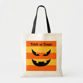 Evil face Jack o lantern orange trick or treat Tote Bag