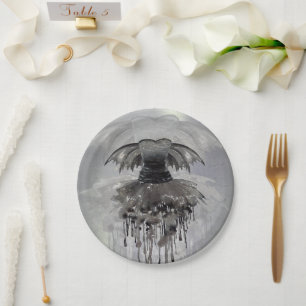 Evil Fairy Gown   Gothic Black Vampy Rock Sheen Paper Plate