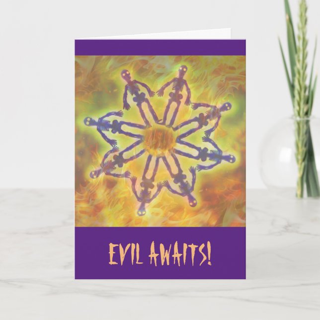 Evil Fiery Skeleton Halloween Holiday Card (Front)