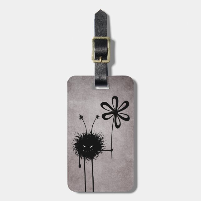 Evil Flower Bug Vintage Personalised Luggage Tag (Front Vertical)