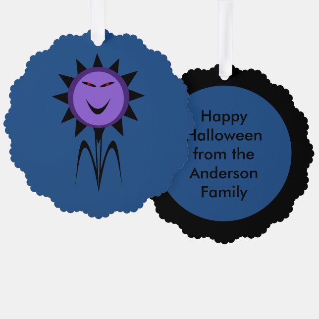 Evil Flower Kawaii Goth Halloween Custom Tree Decoration Card (Front/Back)