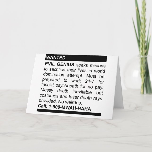 Evil Genius Ad Card (Front)
