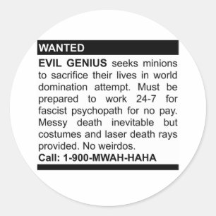 Evil Genius Ad Classic Round Sticker