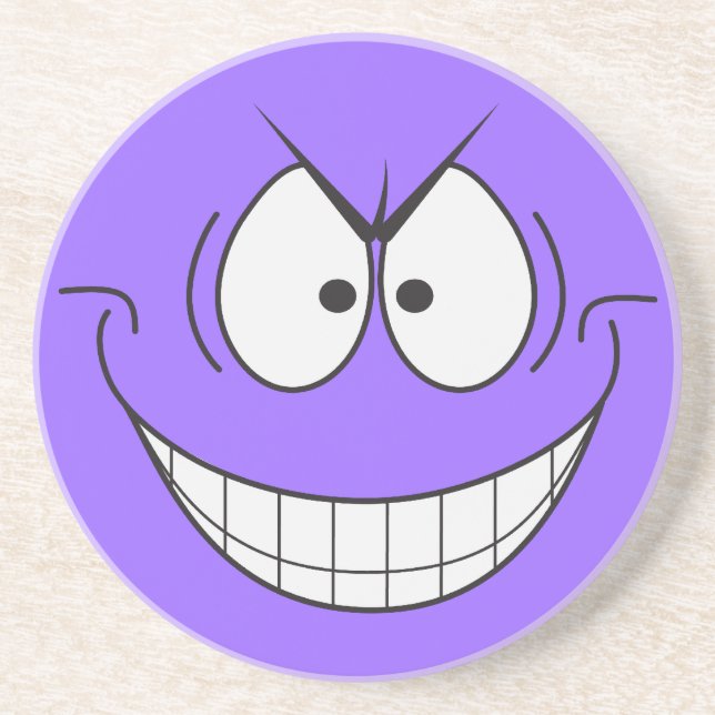 Evil Genius Face Purple Coaster (Front)