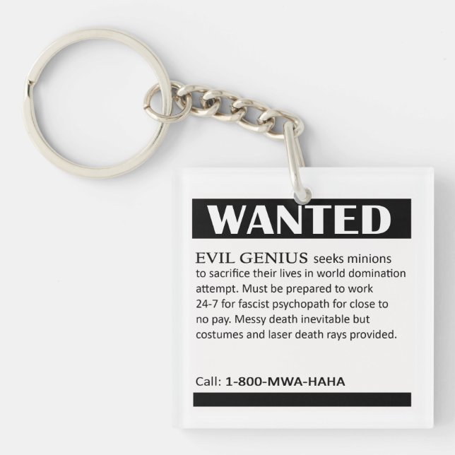 Evil Genius Wanted Ad Key Ring (Front)