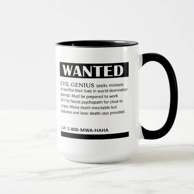Evil Genius Wanted Ad Mug (Right)