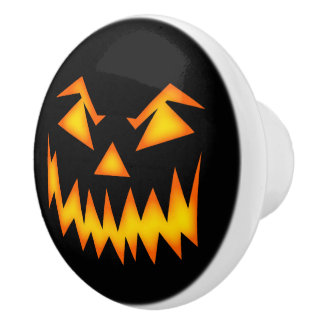 Evil Grinning Face Halloween Ceramic Knob