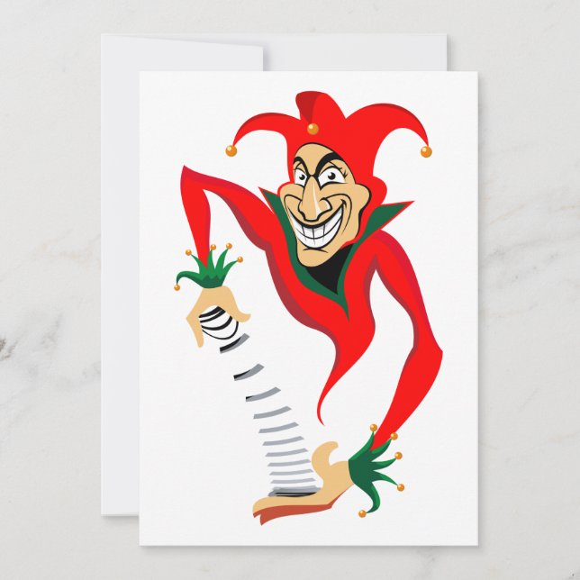 Evil Grinning Jester Joker with Jack-in-the-Box  Invitation (Front)