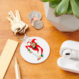 Evil Grinning Jester Joker with Jack-in-the-Box  Key Ring