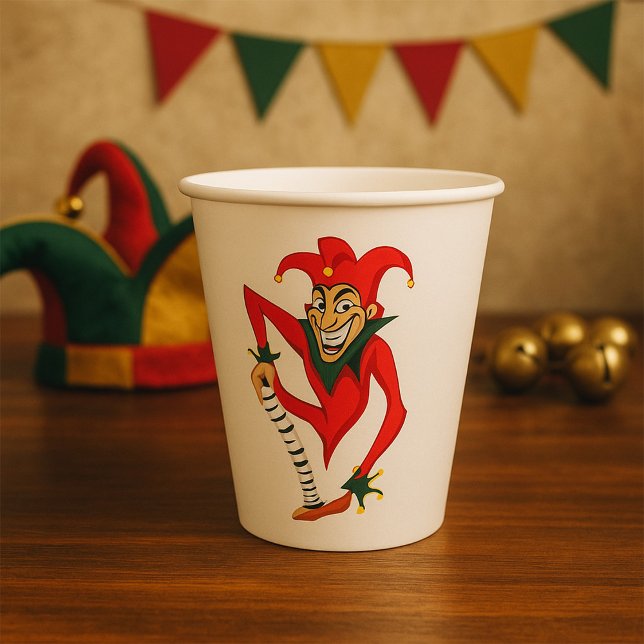 Evil Grinning Jester Joker with Jack-in-the-Box  Paper Cups (Creator Uploaded)