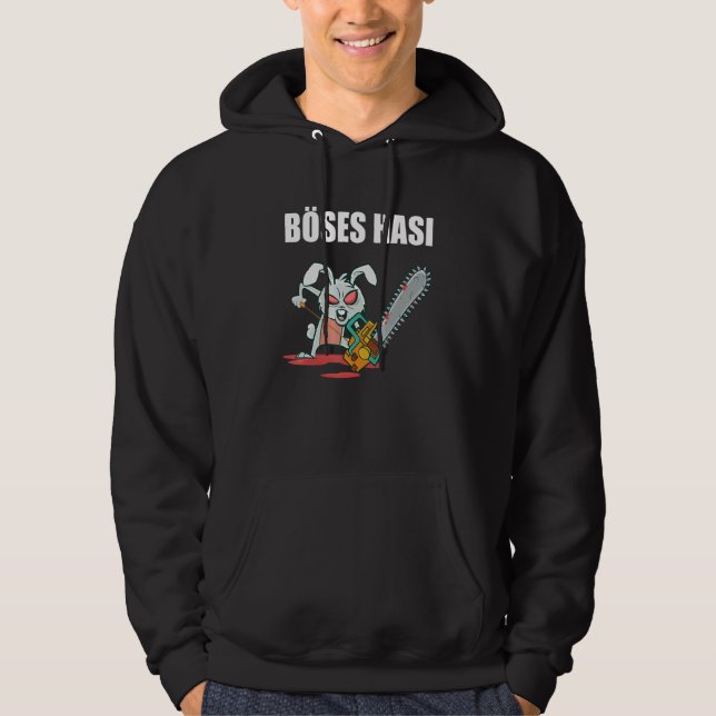 Evil Hasi Rabbit With Chainsaw Halloween Hoodie (Front)