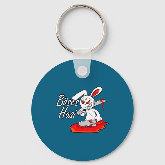 Evil Horror Hasi Funny Rabbit Saying Easter Gift G Key Ring (Front)