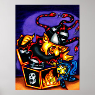 Evil Jack In the Box and fairy Goth Fantasy art Poster