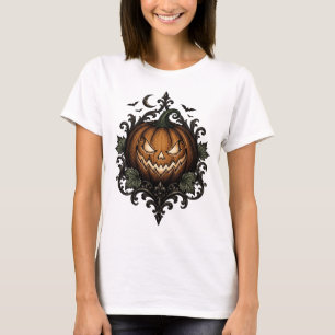 Evil Jack O Lantern Gothic Halloween Pumpkin T-Shirt