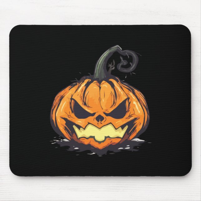 Evil Jack O Lantern Pumpkin Y Halloween Horror Mouse Mat (Front)