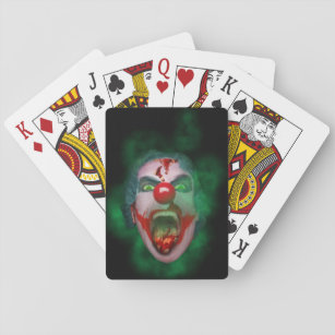 Evil Joker Clown Face Playing Cards