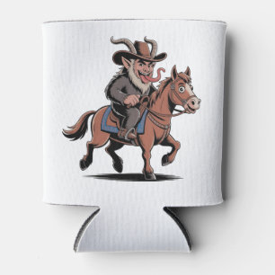 EVIL Krampus Christmas Cowboy Horse Western Xmas Can Cooler