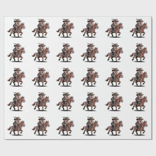 EVIL Krampus Christmas Cowboy Horse Western Xmas Wrapping Paper
