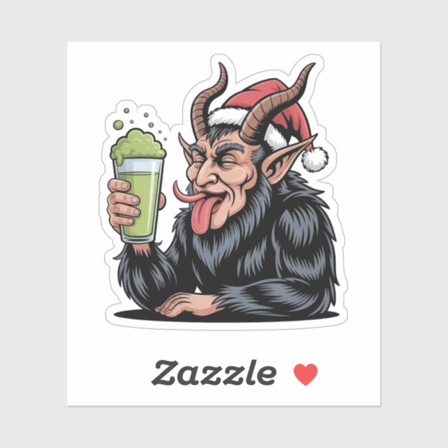 Evil Krampus Drinking Green Drink Matcha Xmas  (Sheet)