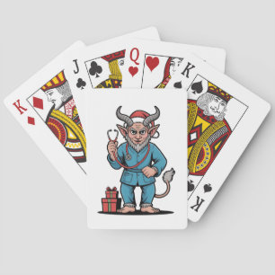 Evil Krampus Nurse Scrubs Nursing Christmas Playing Cards