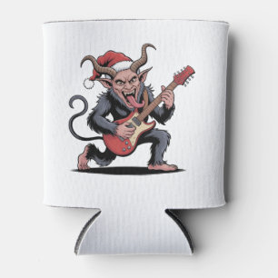 Evil Krampus Playing Guitar Electric Music Xmas Can Cooler