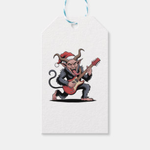 Evil Krampus Playing Guitar Electric Music Xmas Gift Tags