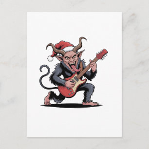 Evil Krampus Playing Guitar Electric Music Xmas  Invitation Postcard