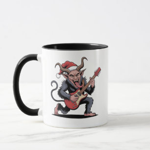Evil Krampus Playing Guitar Electric Music Xmas  Mug