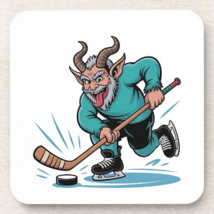 Evil Krampus Playing Ice Hockey Christmas Sport  Coaster