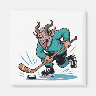 Evil Krampus Playing Ice Hockey Christmas Sport  Magnet