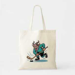 Evil Krampus Playing Ice Hockey Christmas Sport  Tote Bag