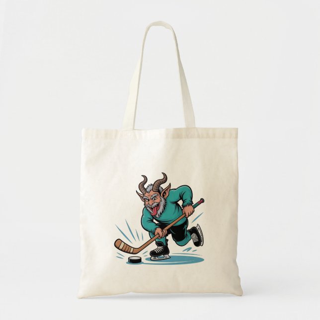 Evil Krampus Playing Ice Hockey Christmas Sport  Tote Bag (Front)