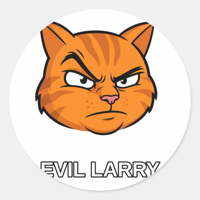 Evil Larry Funny Cat Classic Round Sticker (Front)