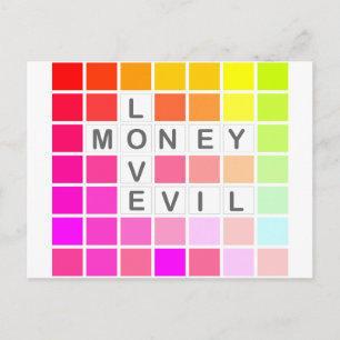 evil love money postcard