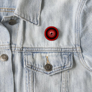 Evil magic red eye of the devil on black button