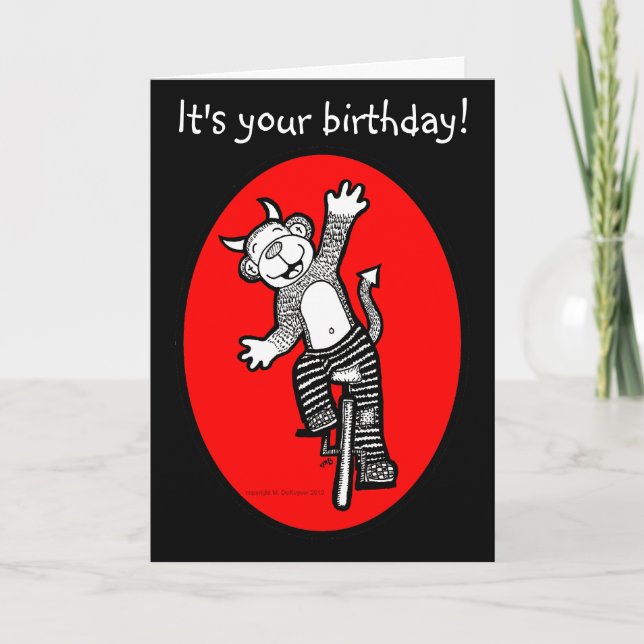 Evil Monkey It's Your Birthday Shenanigans Card (Front)